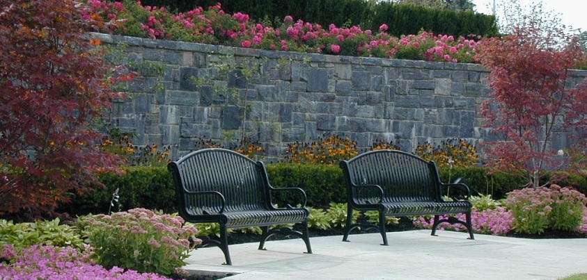 Stone wall with flowers